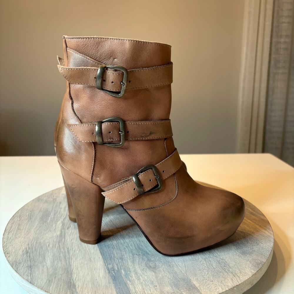 Bed Stu Cobbler Series Brown Leather Distressed Ankle Boots Women's US Size 9 - Picture 2 of 11